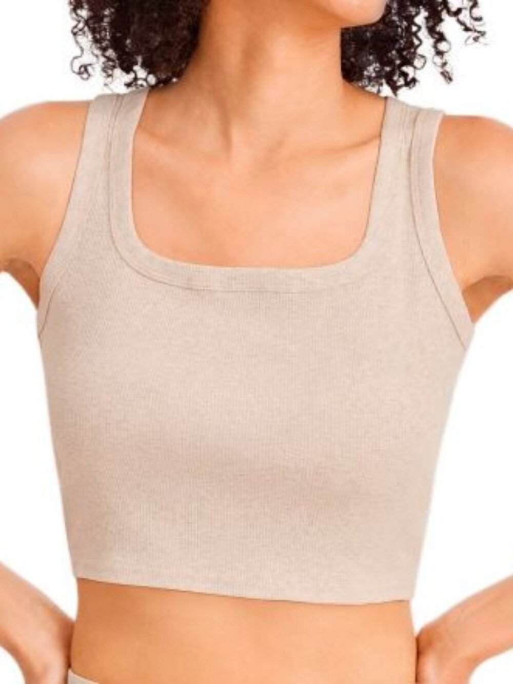 Jockey Oatmeal Heather Cotton Blend Stretch Lounge Crop Tank Top Size M